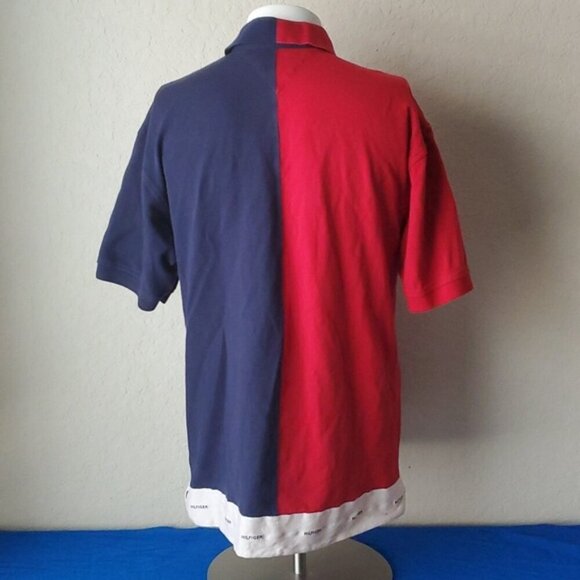 VTG 90's Tommy Hilfiger Color Block Polo size L Small Flag Spell Out bot… - Picture 3 of 7